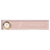 モノグラム名イニシャル赤面ピンクデスク名プレート デスクネームプレート (正面)