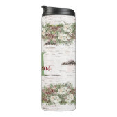 モノグラム名ウィンターウッドランドホワイトローズパインコーン タンブラー (回転右)