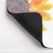 モノグラム名ウォーターカラーヒマワリ マウスパッド (コーナー)