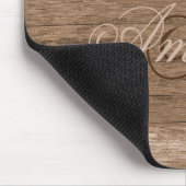 モノグラム名ウッドパターンエレガントヴィンテージ マウスパッド (コーナー)