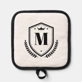 モノグラム名エレガントイニシャルレターローレルリース 鍋敷き