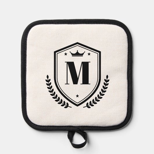 モノグラム名エレガントイニシャルレターローレルリース 鍋敷き