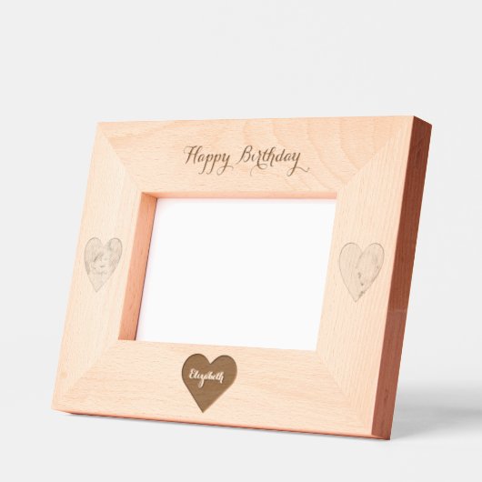 モノグラム名エレガントフォトハートハッピーバースデー レーザー彫刻フレーム (左)