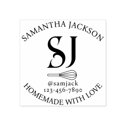 モノグラム名エレガントベーカリー業 ラバースタンプ (インプリント)