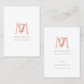 モノグラム名エレガントホワイトローズ金ゴールド 名刺 (正面/裏面)