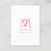 モノグラム名エレガントホワイトローズ金ゴールド 名刺 (正面)