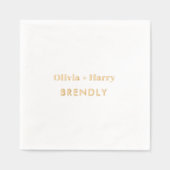 モノグラム名エレガントミニマル金ゴールド 箔ナプキン (正面)