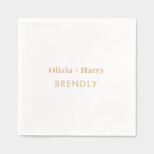 モノグラム名エレガントミニマル金ゴールド 箔ナプキン (正面)