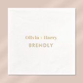 モノグラム名エレガントミニマル金ゴールド 箔ナプキン