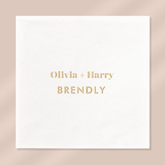 モノグラム名エレガントミニマル金ゴールド 箔ナプキン