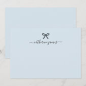 モノグラム名エレガント字スクリプトかわいいライトブルー ノートカード (正面/裏面)
