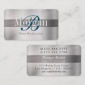 モノグラム名エレガント、リットブラシ付きシルバーvs 3 名刺 (正面/裏面)