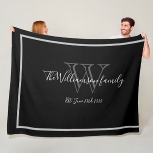 モノグラム名エレガントScript Chic's結婚 Keepsake フリースブランケット