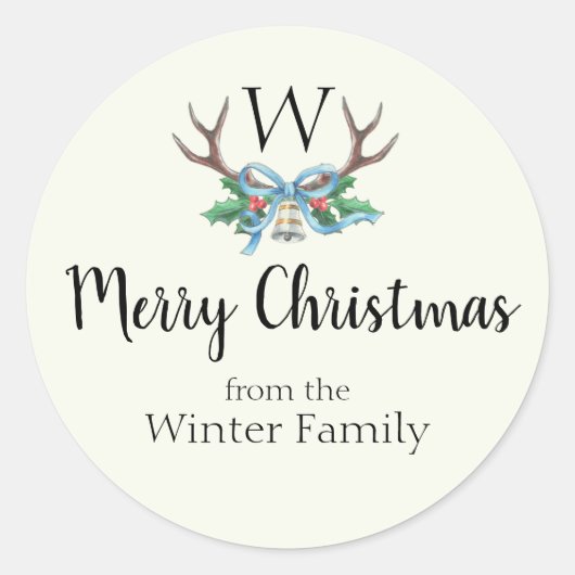 モノグラム名カスタムギフトラベルの作成 ラウンドシール (正面)