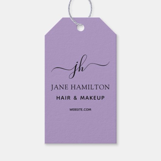 モノグラム名カスタムロゴ紫 ギフトタグ (正面)