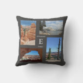 モノグラム名カスタム写真コラージュ家族，旅行 クッション (裏面)