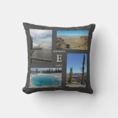 モノグラム名カスタム写真コラージュ家族，旅行 クッション (正面)