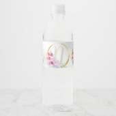 モノグラム名カラフルピンクフローラゴールデンフレーム ペットボトルラベル (正面)