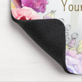 モノグラム名カラフルピンクフローラゴールデンフレーム マウスパッド (コーナー)