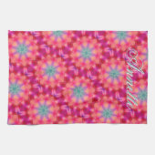 モノグラム名カラフルブルースターパターン | キッチンタオル (横)