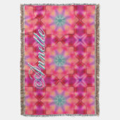 モノグラム名カラフルブルースターパターン | スローブランケット (正面縦)