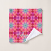 モノグラム名カラフルブルースターパターン | バスタオルセット (ウォッシュタオル)