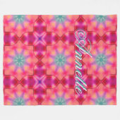 モノグラム名カラフルブルースターパターン | フリースブランケット (正面(横))
