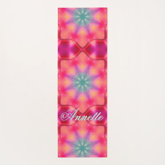 モノグラム名カラフルブルースターパターン | ヨガマット (裏面)