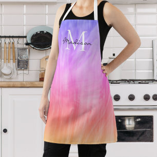 モノグラム名ガーリーピンクパープル エプロン