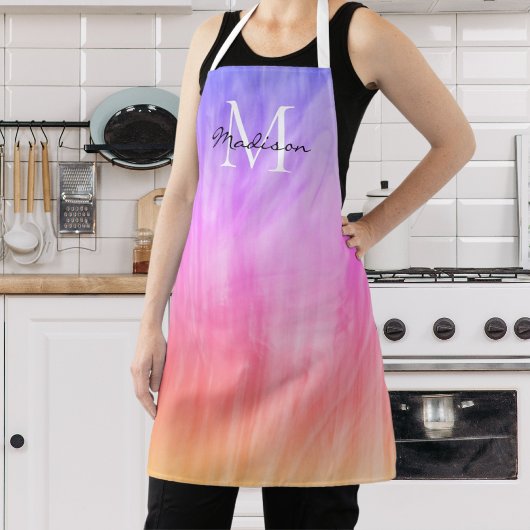 モノグラム名ガーリーピンクパープル エプロン