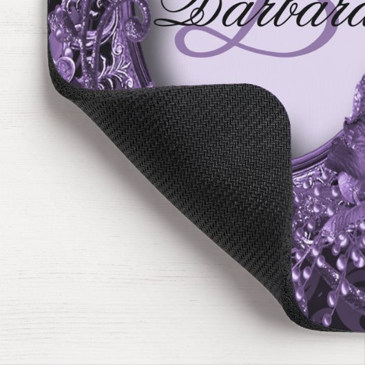 モノグラム名ギフトパープルエレガントフローラ マウスパッド (コーナー)