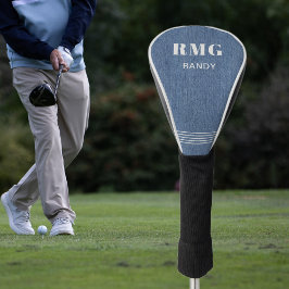 モノグラム名クラシックプリントブルー・ジーン・デニム ゴルフヘッドカバー