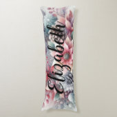 モノグラム名クリスマスフローラパステル水色 ボディピロー (正面縦)