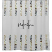 モノグラム名グレー シャワーカーテン (正面)