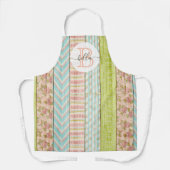 モノグラム名シャビーバラオンウッド素朴コテージ エプロン (正面)