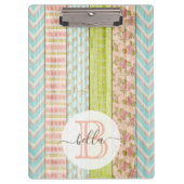 モノグラム名シャビーバラオンウッド素朴コテージ クリップボード (正面)