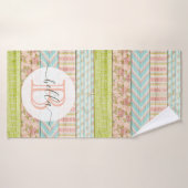 モノグラム名シャビーバラオンウッド素朴コテージ バスタオル (バスタオル)