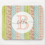 モノグラム名シャビーバラオンウッド素朴コテージ マウスパッド (正面)