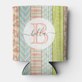 モノグラム名シャビーバラオンウッド素朴コテージ 缶クーラー