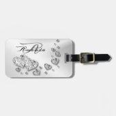 モノグラム名シルバーハートグレイ旅行 ラゲッジタグ (正面横)