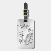 モノグラム名シルバーハートグレイ旅行 ラゲッジタグ (正面縦)