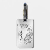 モノグラム名シルバーハートグレイ旅行 ラゲッジタグ (裏面縦)