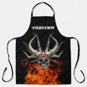 モノグラム名スカル炎 エプロン (正面)