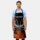 モノグラム名スカル炎 エプロン (着用した状態)