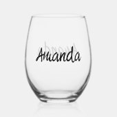 モノグラム名スクリプトカスタム ステムなしワイングラス (正面)