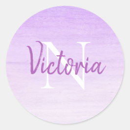 モノグラム名スクリプトパープル ラウンドシール