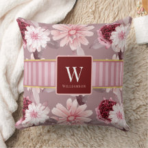 モノグラム名スタイリッシュマゼンタピンクフローラストライプ