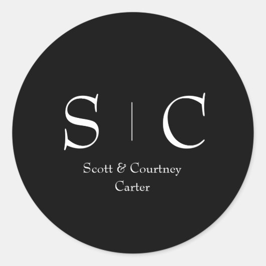 モノグラム名ステッ結婚カー – の定置装飾 ラウンドシール (正面)