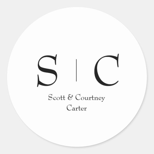 モノグラム名ステッ結婚カー – の定置装飾 ラウンドシール (正面)