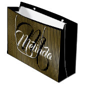 モノグラム名ストライプ金ゴールドVIP記念日 ラージペーパーバッグ (正面アングル)